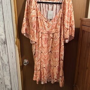 Morr Women's Orange Paisley Midi Dress